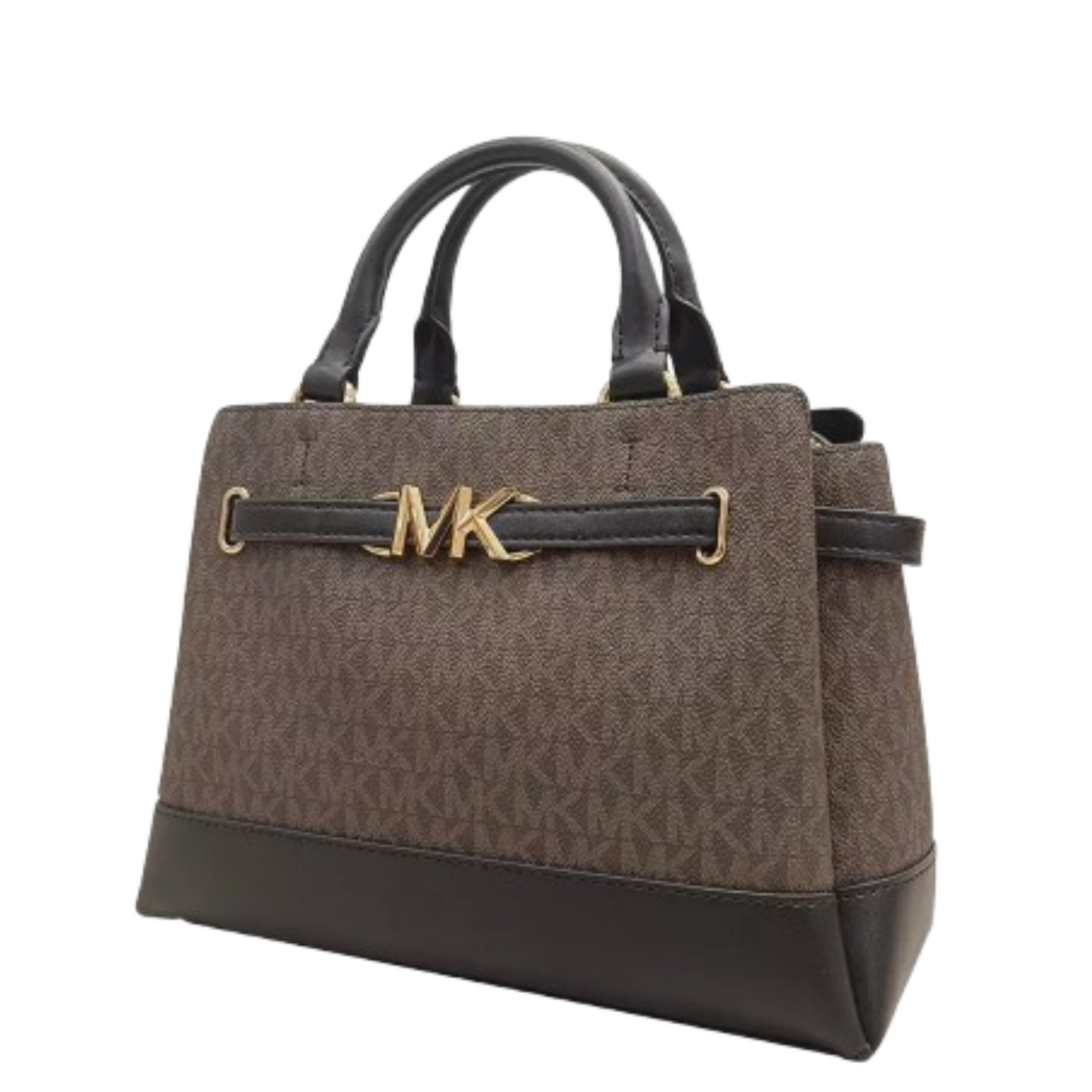 Bolsa Michael Kors Reed Small Belted Logo Satchel Brown Black