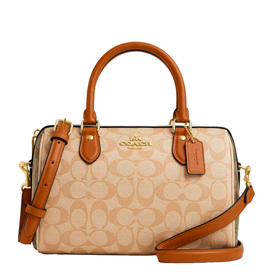 Bolsa Coach Rowan Satchel In Blocked Signature Canvas Light Khaki