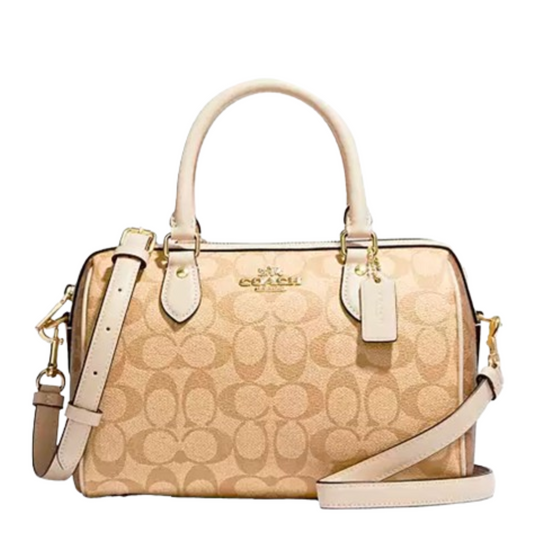 Bolsa Coach Rowan Satchel In Blocked Signature Canvas Light Khaki Multi