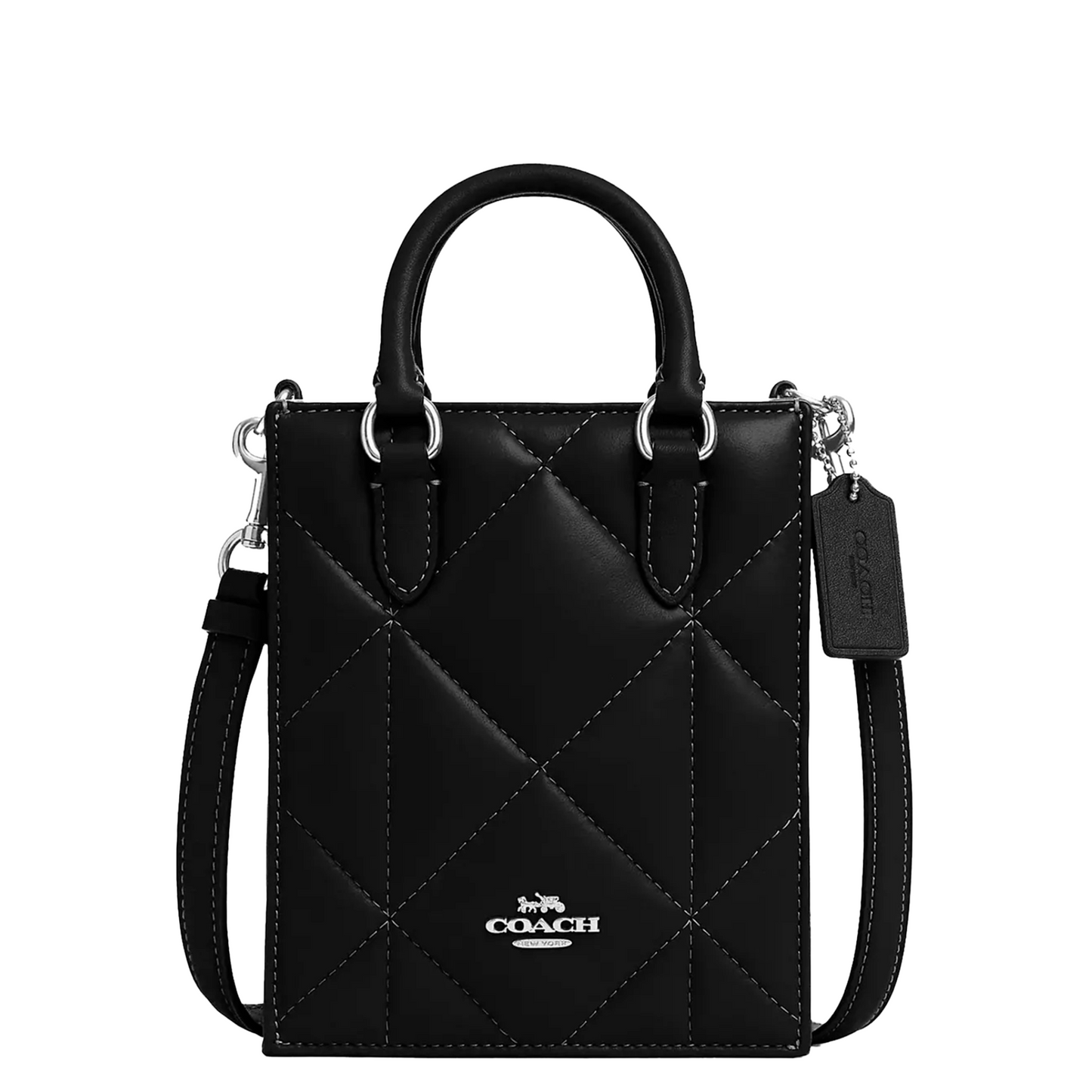 Bolsa Coach North South Mini Tote With Puffy Diamond Quilting Black