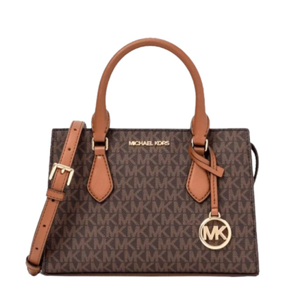 Bolsa Michael Kors Sheila Center Logo Zip Satchel Small Brown