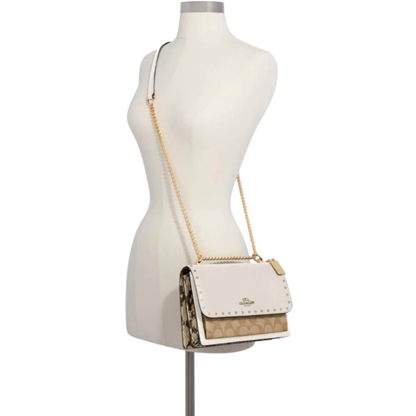 Bolsa Coach Klare Crossbody In Signature Canvas With Rivets In Multi Light Khaki