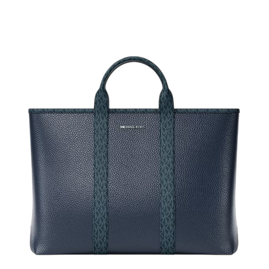 Maleta Michael Kors Cooper Medium Pebbled Leather and Signature Logo Tote Bag Navy