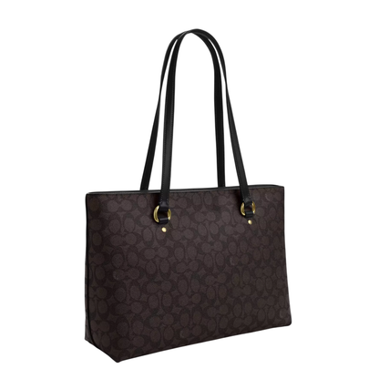 Bolsa Coach Station Tote Bag Signature Canvas Walnut Black