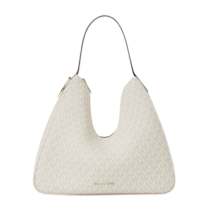 Bolsa Michael Kors Nayla Medium Signature Logo Shoulder Bag Light Cream Multi