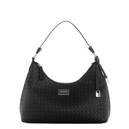 Bolsa Guess Elysia Woven Shoulder Bag Black