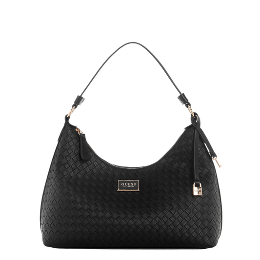 Bolsa Guess Elysia Woven Shoulder Bag Black