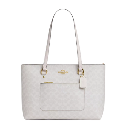 Bolsa Coach Station Tote Bag Signature Canvas White Chalk