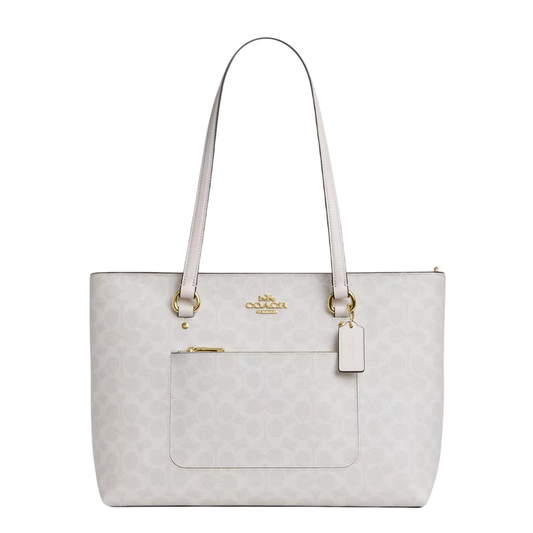 Bolsa Coach Station Tote Bag Signature Canvas White Chalk