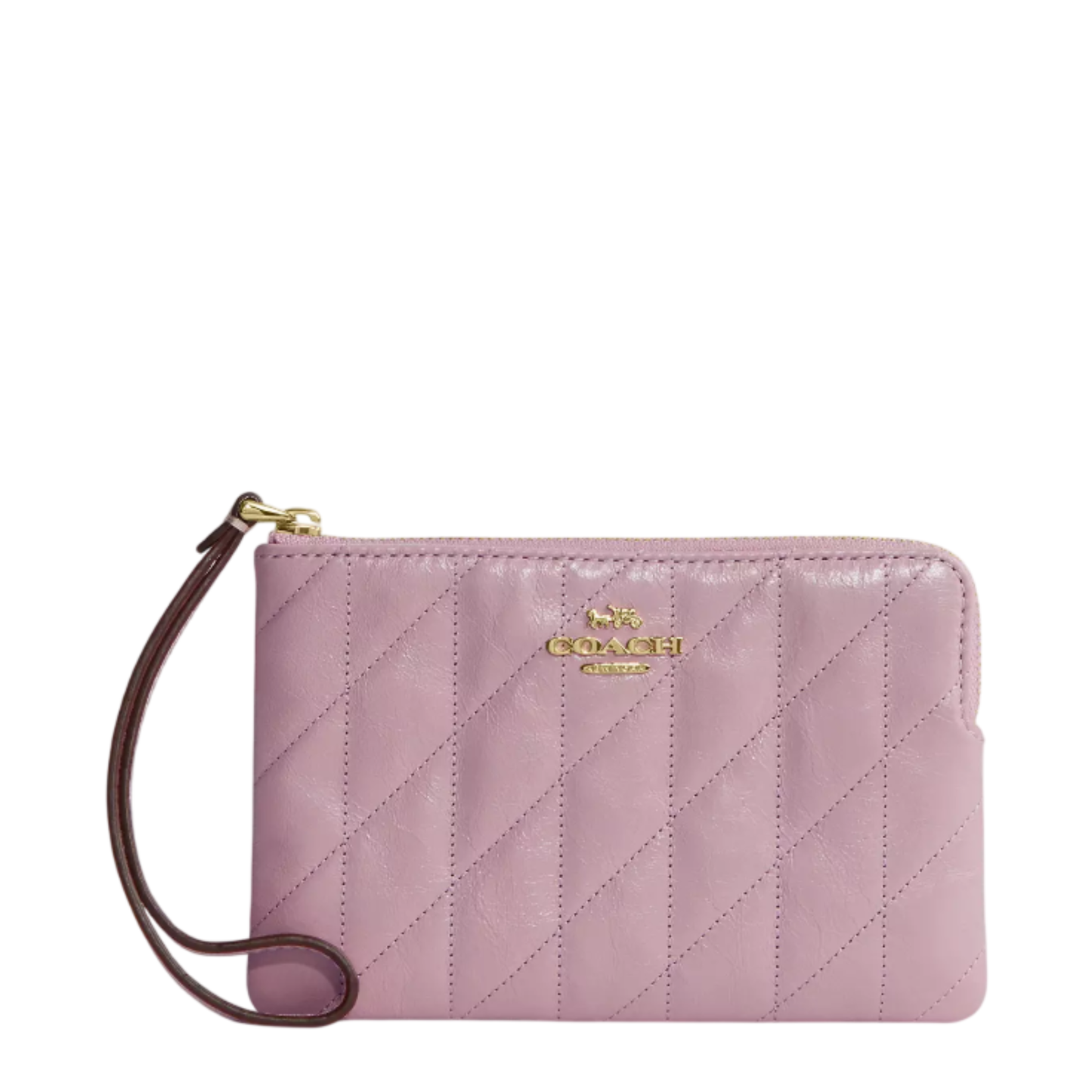 Monedero Coach Corner Zip Wristlet With Quilting Carnation