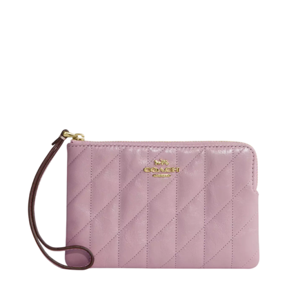 Monedero Coach Corner Zip Wristlet With Quilting Carnation