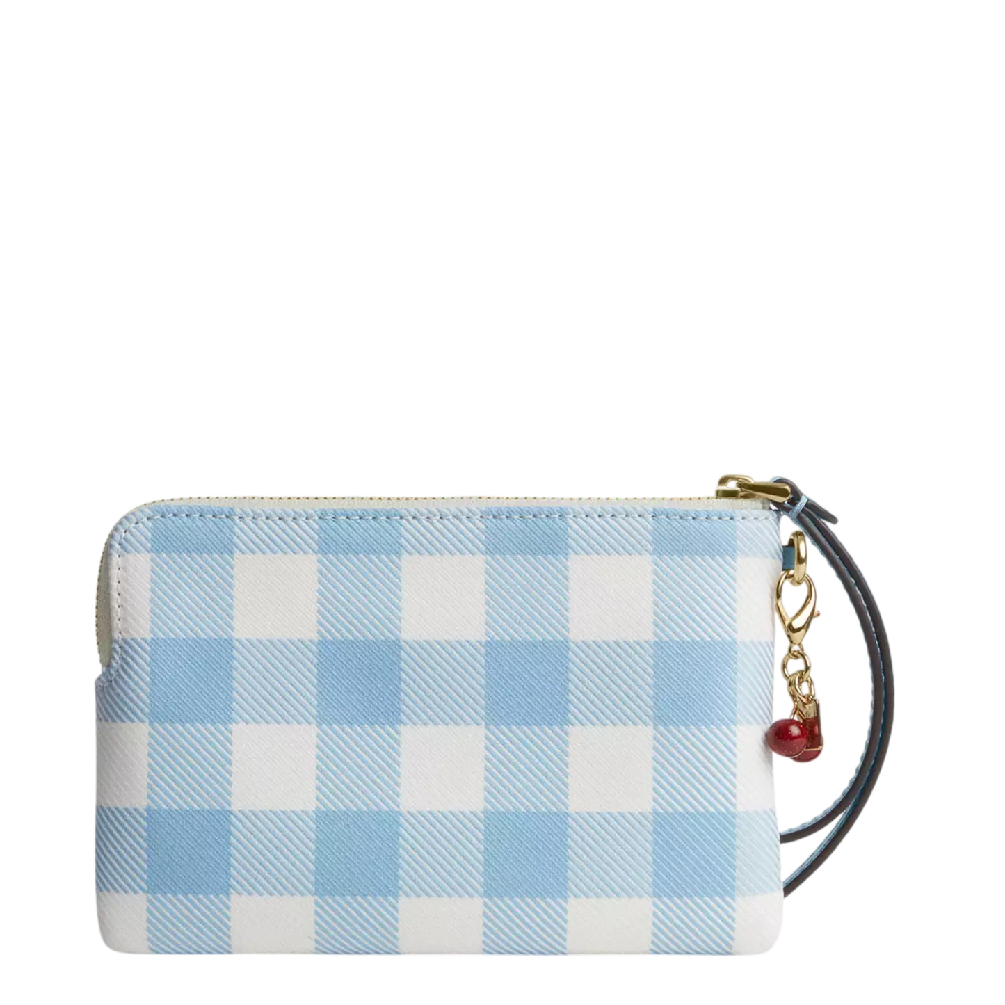 Monedero Coach Corner Zip Wristlet With Gingham Print And Charm Blue