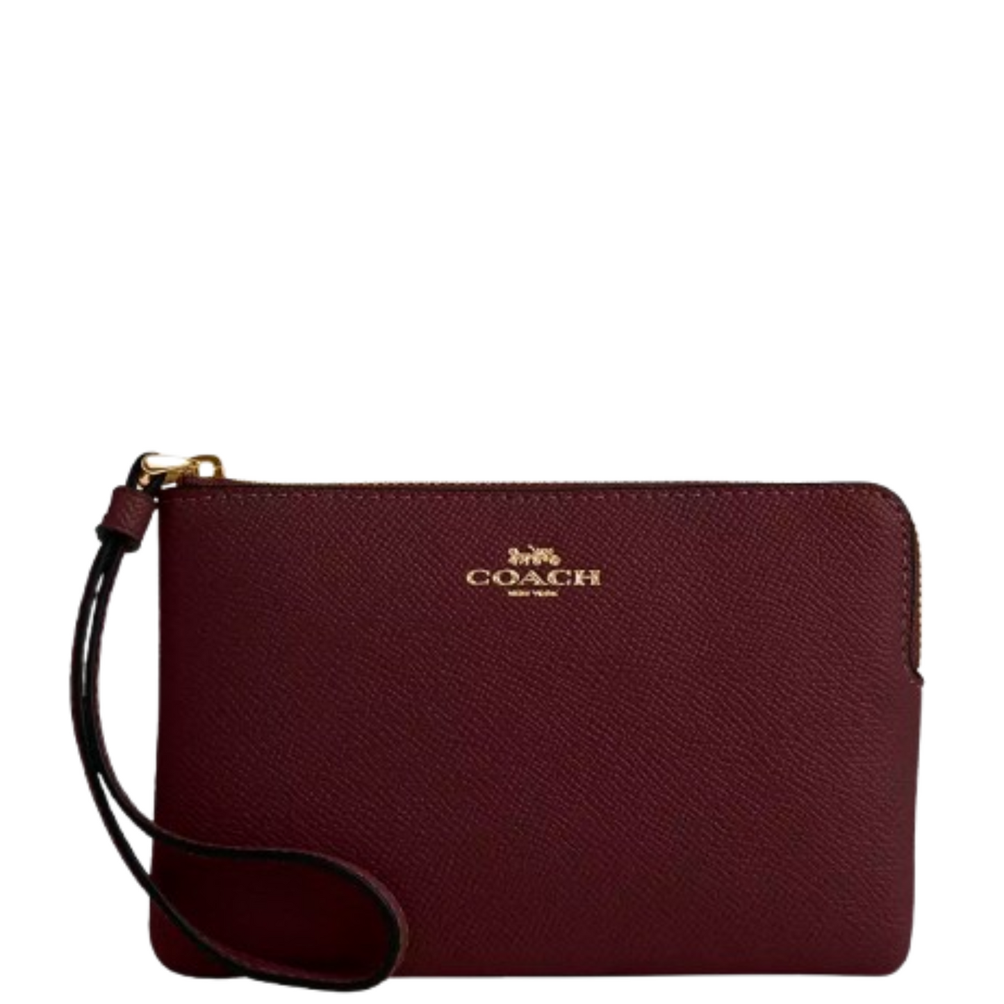 Monedero Coach Corner Zip Wristlet Gold Merlot Tan Black Cherry