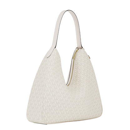 Bolsa Michael Kors Nayla Medium Signature Logo Shoulder Bag Light Cream Multi