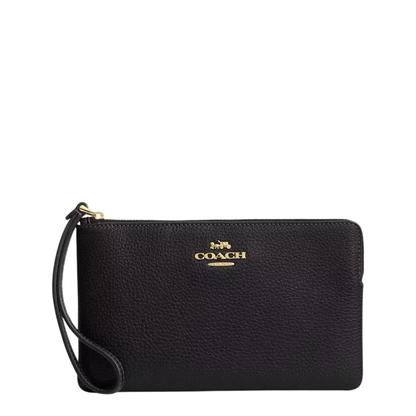 Monedero Coach Large Corner Zip Wristlet Black