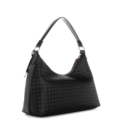 Bolsa Guess Elysia Woven Shoulder Bag Black