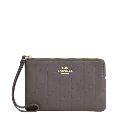 Monedero Coach Corner Zip Wristlet With Quilting Slate