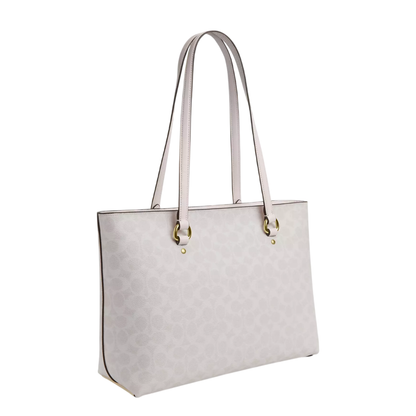 Bolsa Coach Station Tote Bag Signature Canvas White Chalk