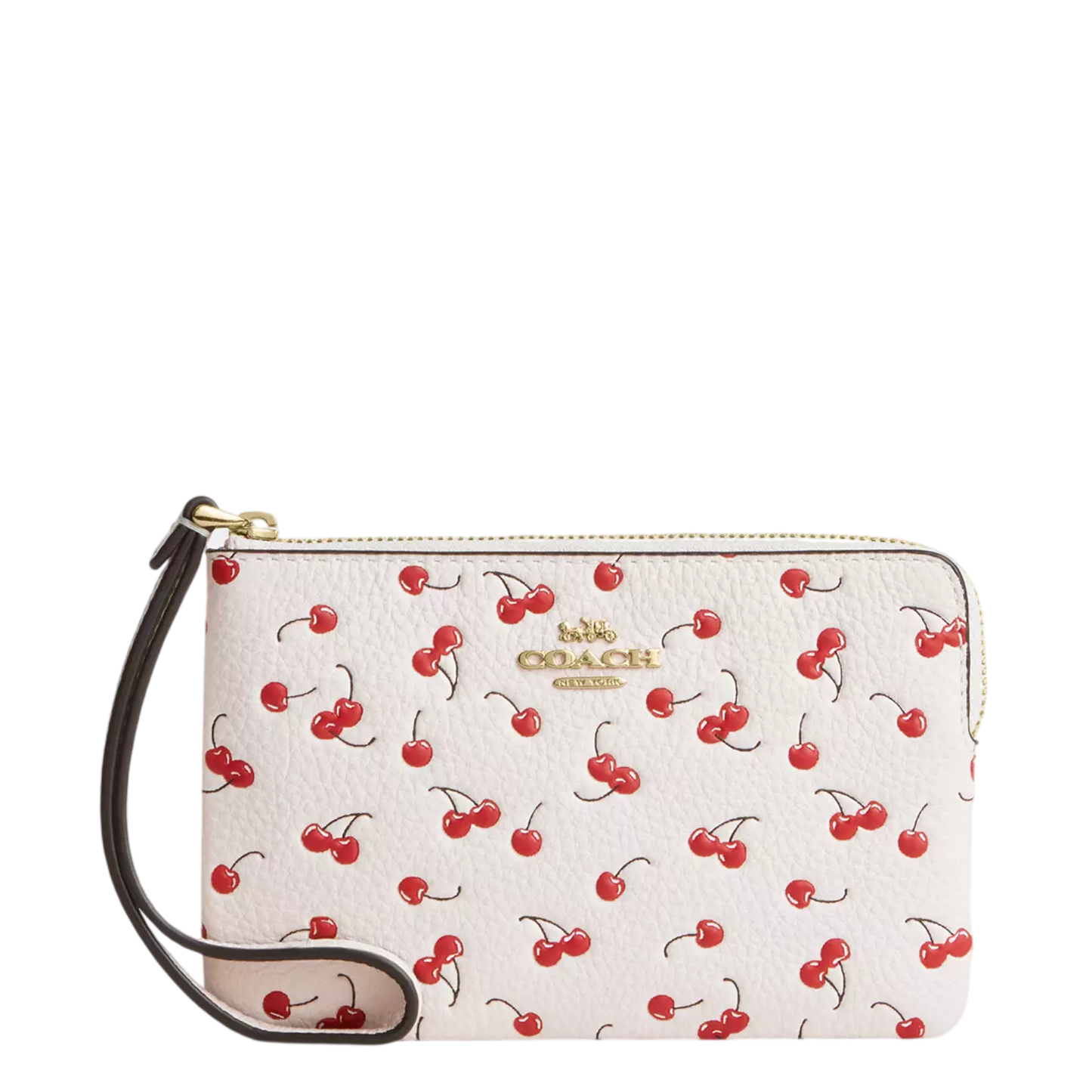 Monedero Coach Corner Zip Wristlet With Cherry Print Chalk Multi