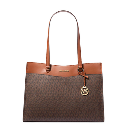 Bolsa Michael Kors Jet Set Large Signature Logo Tote Bag Brown