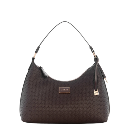 Bolsa Guess Elysia Woven Shoulder Bag Brown