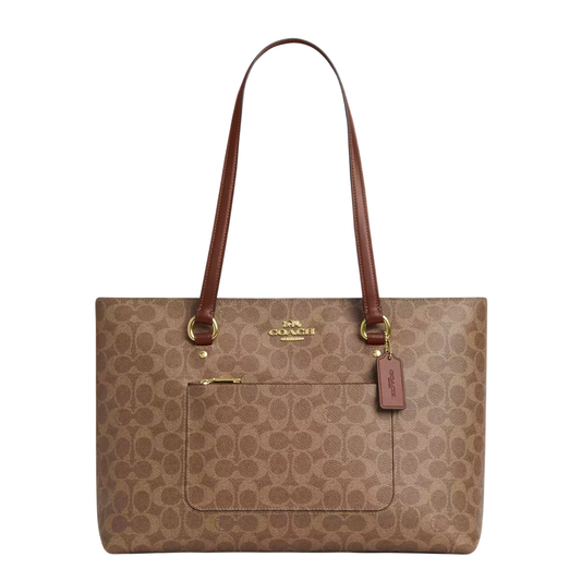 Bolsa Coach Station Tote Bag Signature Canvas Tan Brown