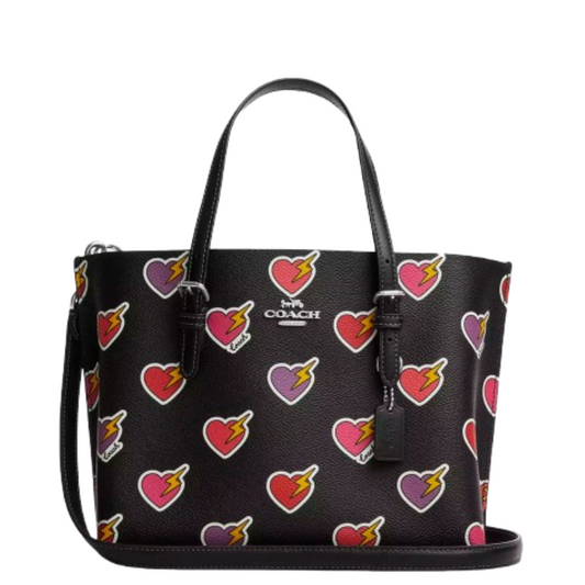 Bolsa Coach Mollie Tote Bag 25 With Heart Bolt Print Black Multi