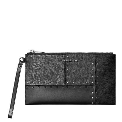 Monedero Michael Kors Jet Set Travel Large Studded Patchwork And Signature Logo Wristlet Black