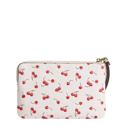 Monedero Coach Corner Zip Wristlet With Cherry Print Chalk Multi