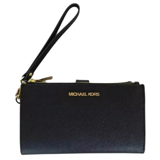 Cartera Michael Kors Jet Set Large Leather Smartphone Wristlet Wallet Black