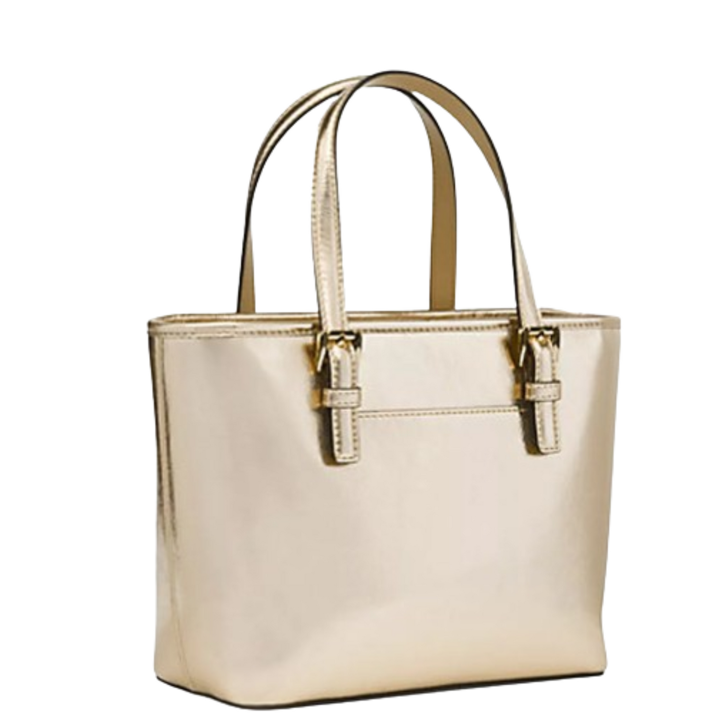 Bolsa Michael Kors Jet Set Travel Extra-Small Metallic Top-Zip Tote Bag Pale Gold