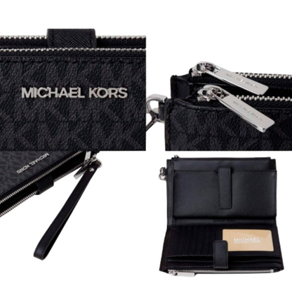 Cartera Michael Kors Jet Set Travel Double Zip Wristlet Black