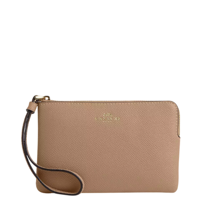 Monedero Coach Corner Zip Wristlet Taupe