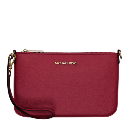 Bolsa Michael Kors Jet Set Small Pebbled Leather Convertible Wristlet Cherry