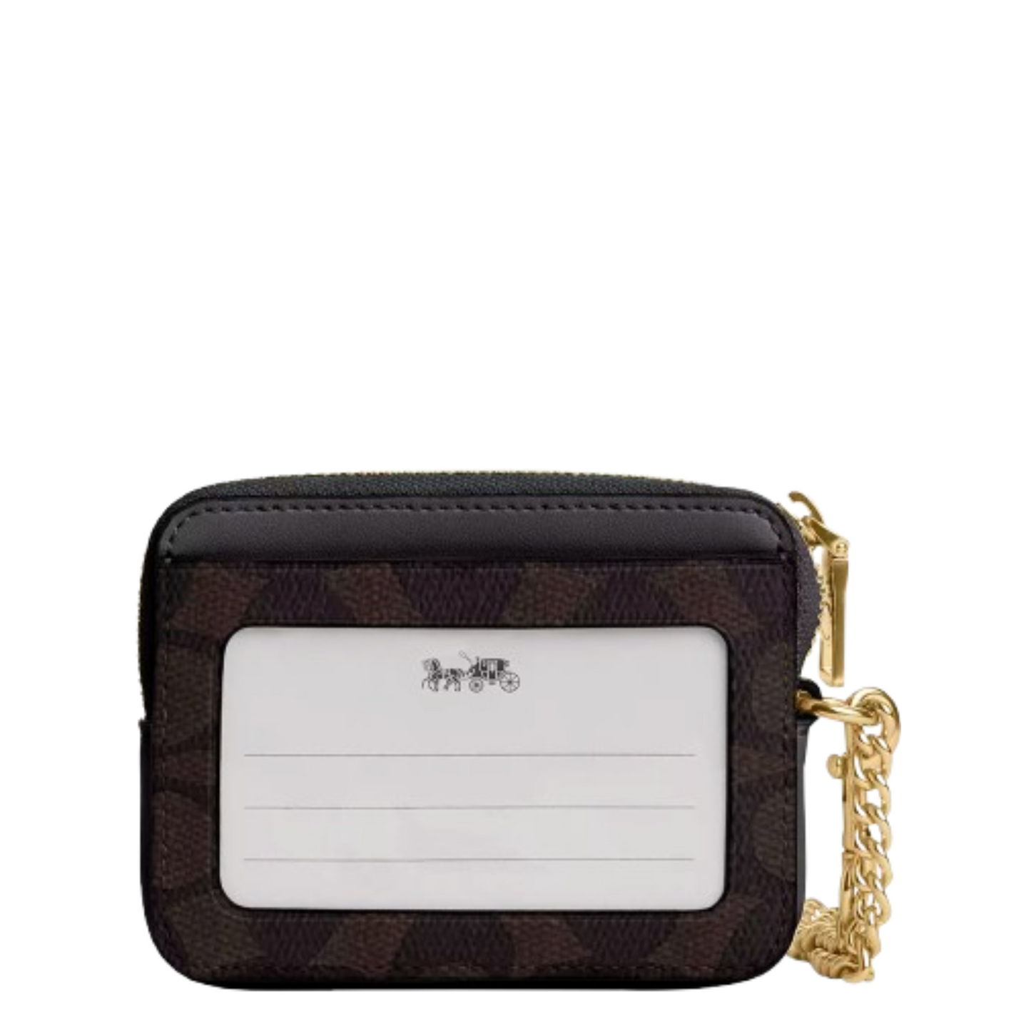 Monedero Coach Zip Card Case Signature Canvas Brown Black