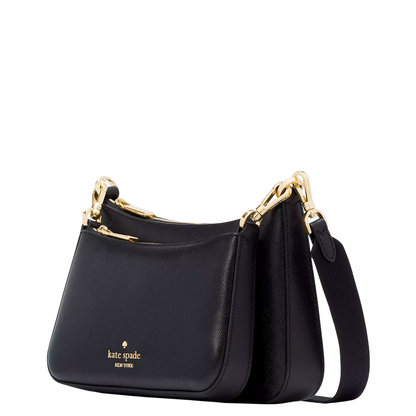 Bolsa Kate Spade Duet Saffiano Leather Small Crossbody Black