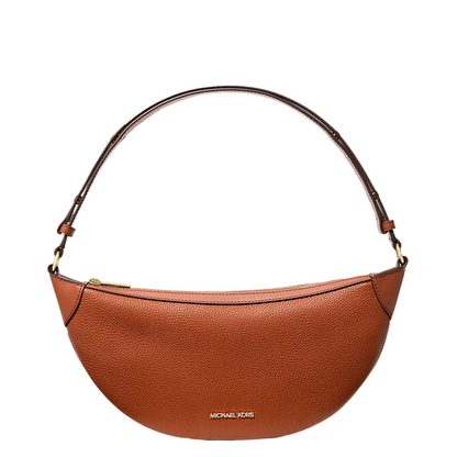 Bolsa Michael Kors Hollis Medium 2-in-1 Grain Leather and Jacquard Logo Shoulder Bag Luggage