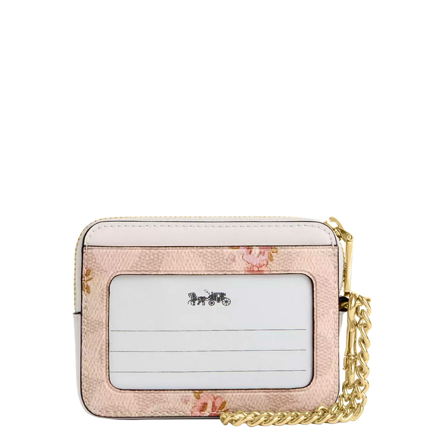 Monedero Coach Zip Card Case In Signature Canvas With Floral Print Sand Multi