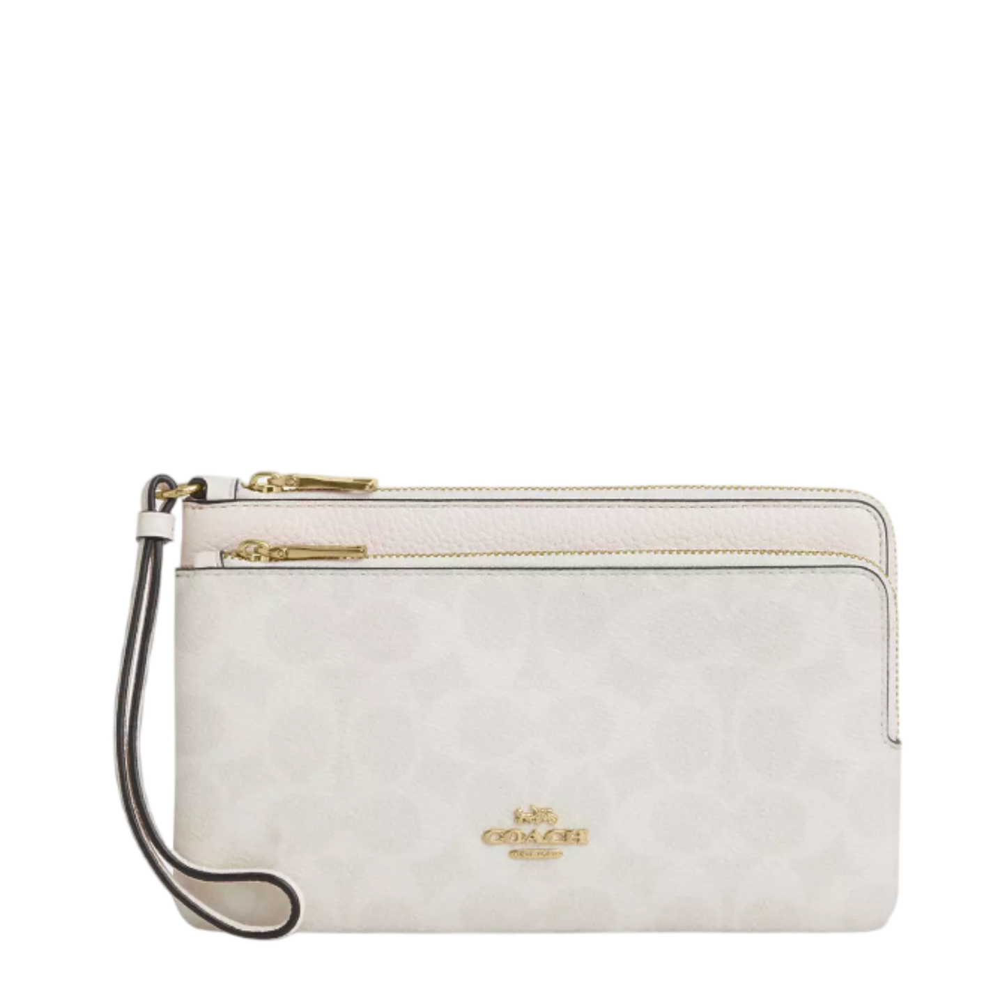 Cartera Coach Double Zip Wallet In Signature Canvas White Chalk