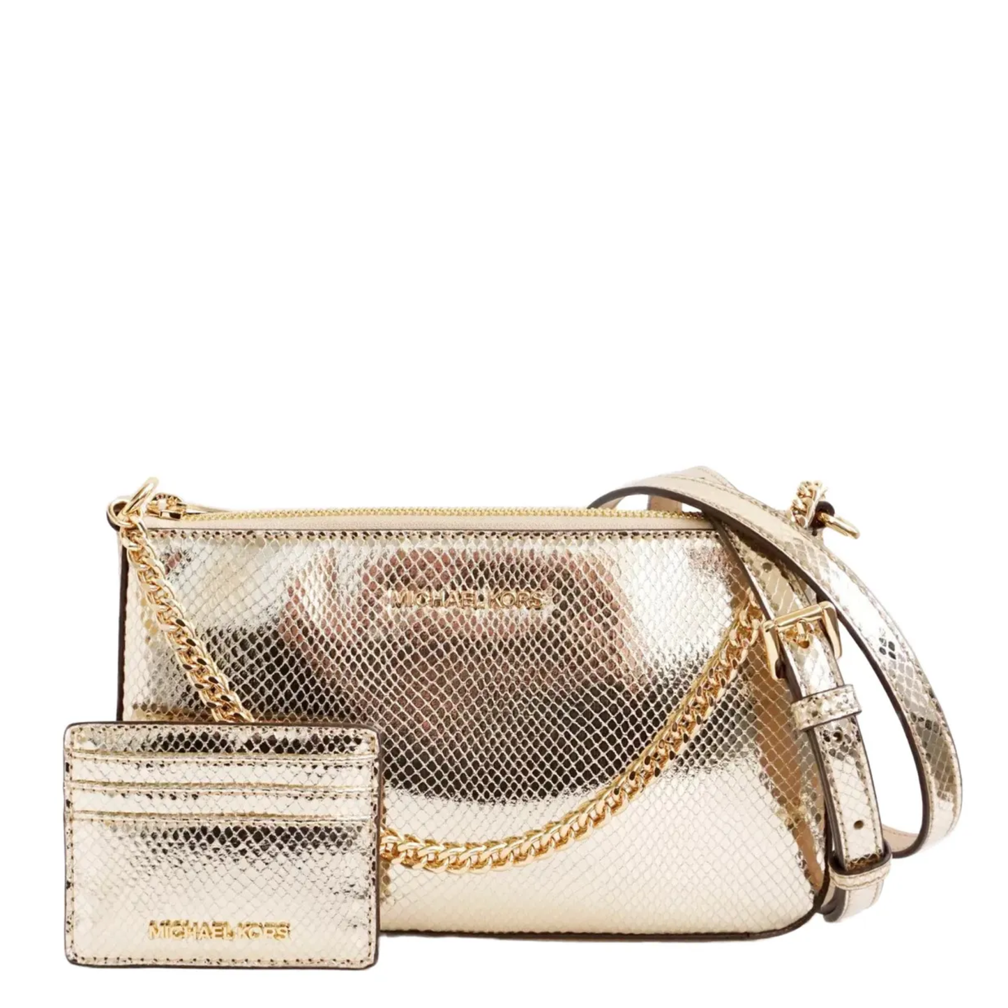 Bolsa Michael Kors Medium Pouch and Card Case Gift Set Pale Gold