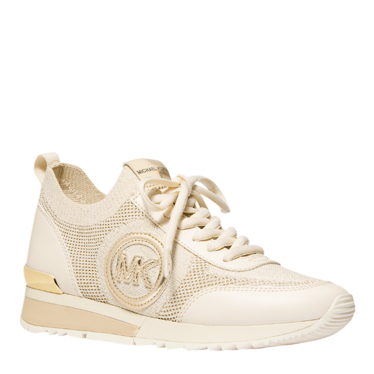 Tenis Michael Kors Jenkins Metallic Stretch Knit Trainer Pale Gold