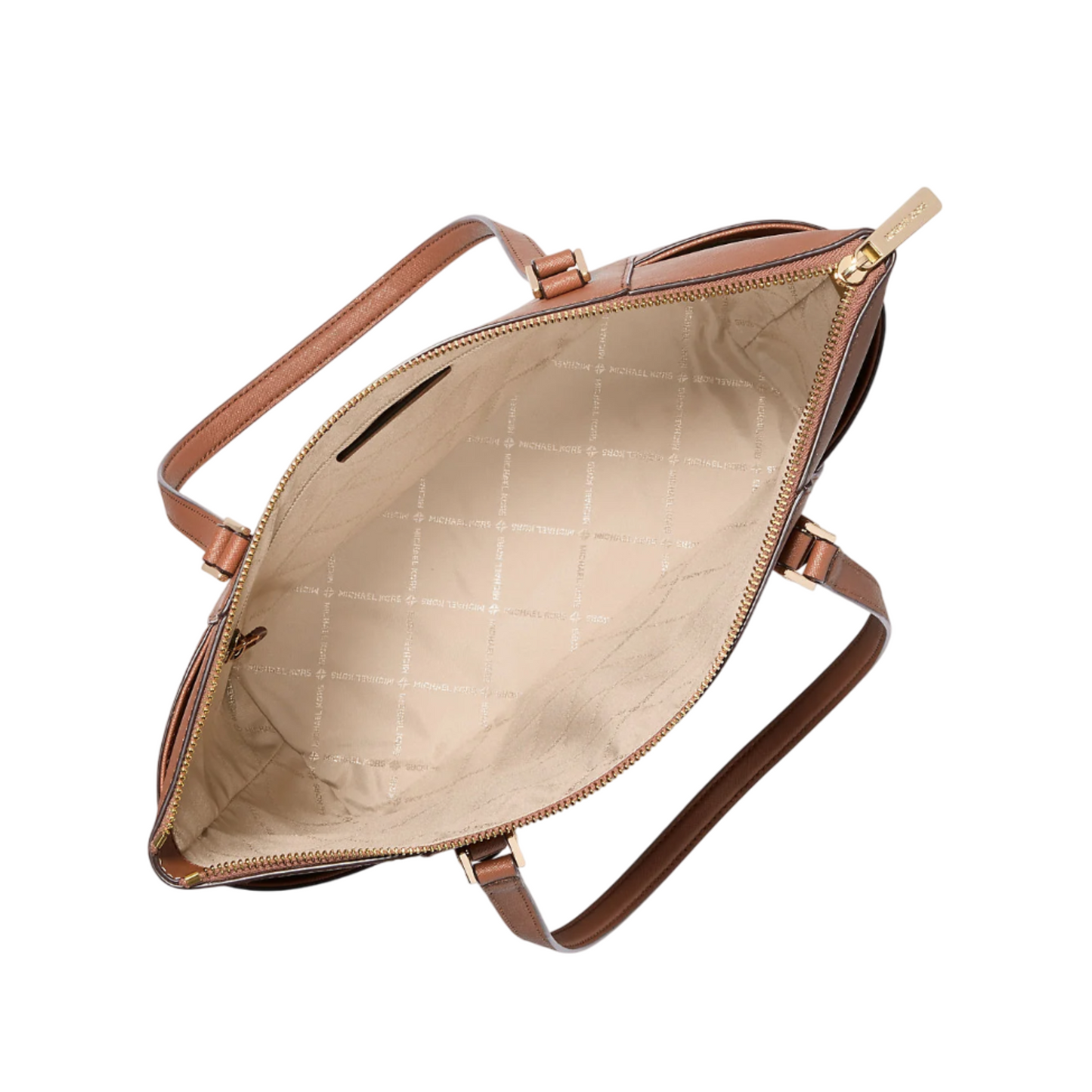 Bolsa Michael Kors Charlotte Large Saffiano Leather Top-Zip Tote Bag Luggage