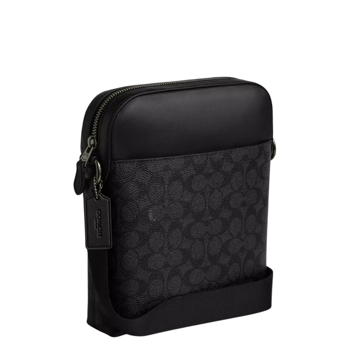 Bandolera Coach Houston Flight Bag In Signature Canva Charcoal Black