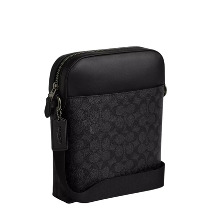 Bandolera Coach Houston Flight Bag In Signature Canva Charcoal Black