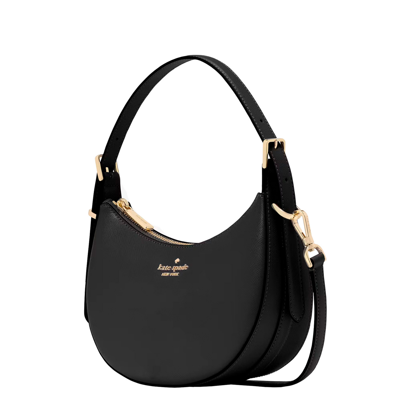 Bolsa Kate Sapde Madison Saffiano Leather Crescent Shoulder Bag Black