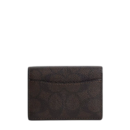 Tarjetero Coach Card Case With Charms In Signature Canvas Walnut Black