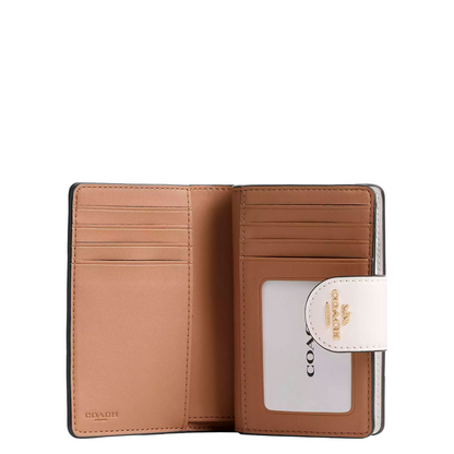 Cartera Coach Medium Corner Zip Wallet In Signature Canvas Sand Chalk