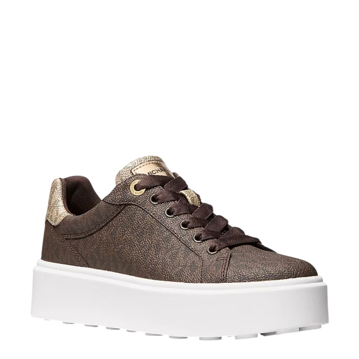 Tenis Michael Kors Romey Two-Tone Logo Platform Sneaker Brown