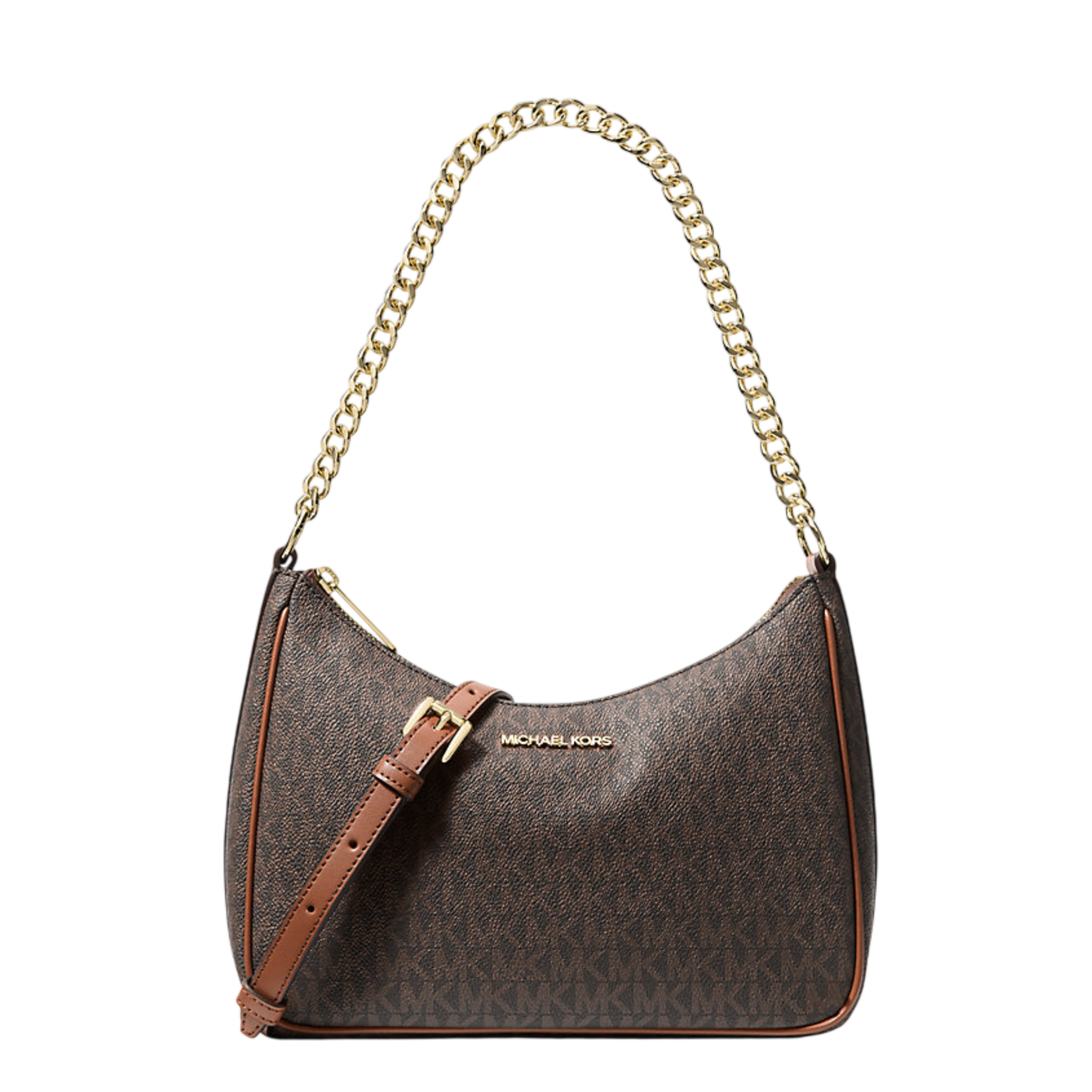 Bolsa Michael Kors Jet Set Travel Large Signature Logo Convertible Crossbody Bag Brown