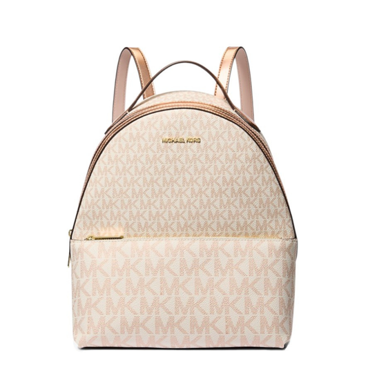 Mochila Michael Kors Sheila Medium Two-Tone Signature Logo Backpack Rose Gold